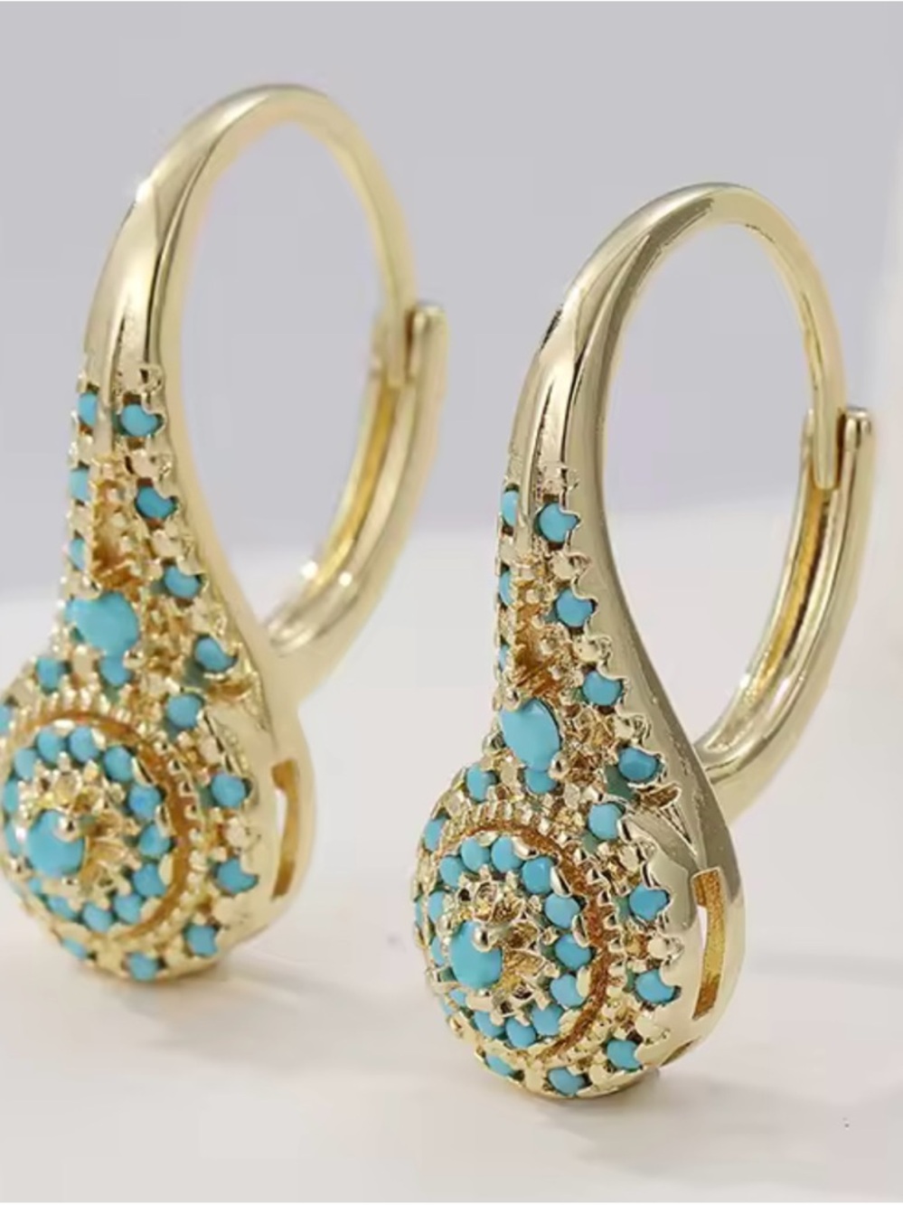 New Turquoise 18k Gold Earrings